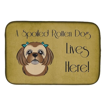 Carolines Treasures Carolines Treasures BB1497DDM Chocolate Brown Shih Tzu Spoiled Dog Lives Here Dish Drying Mat BB1497DDM